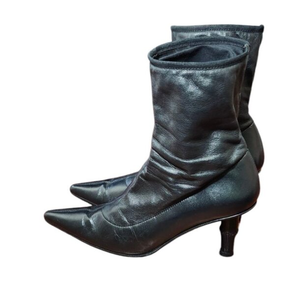 Gucci by Tom Ford S/S 2002 Bamboo Ankle Boots stretch leather bamboo heel bootie - Picture 7 of 16